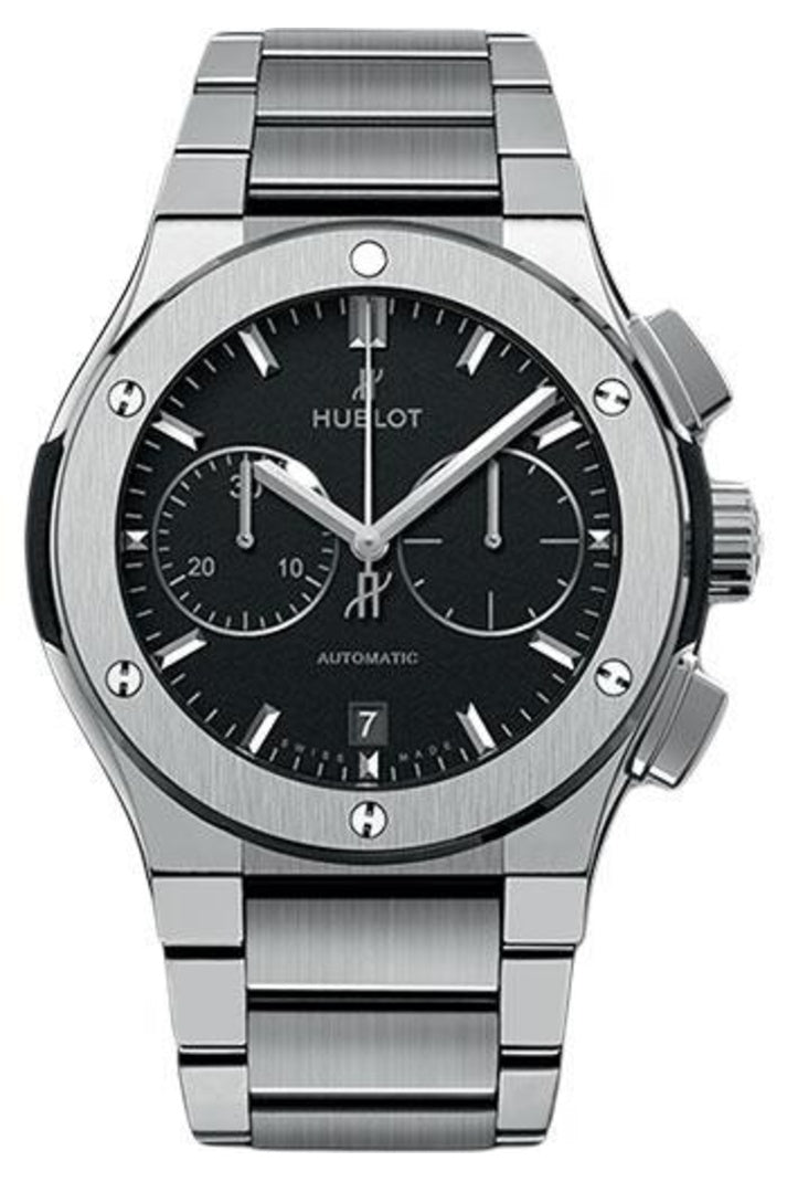 Hublot Classic Fusion Titanium Bracelet Chronograph 45mm Matte black dial, Satin-finished and polished titanium bracelet, reference 520.NX.1170.NX