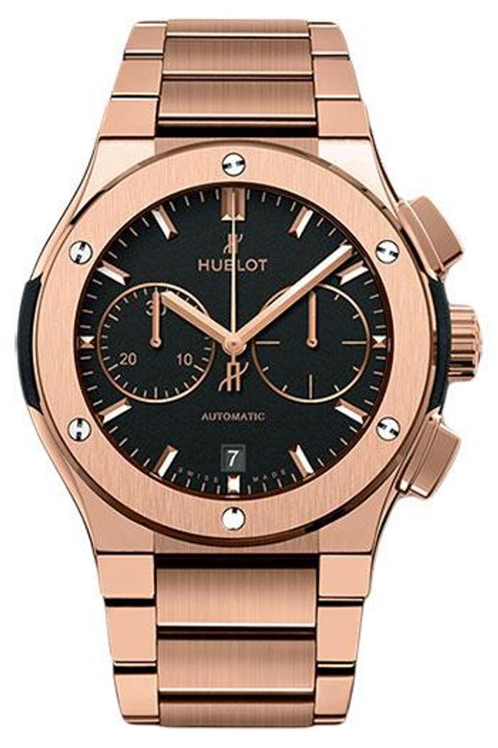 Hublot Classic Fusion King Gold Chronograph Bracelet 45mm Matte black dial 18K King Gold bracelet, ref 520.OX.1180.OX