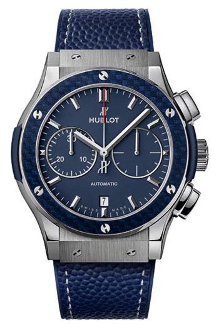 Hublot Classic Fusion New York Giants Special Edition 45mm Matte blue lacquered dial Blue rubber and calf leather with white stitching, reference 521.NQ.5170.VR.NYG17