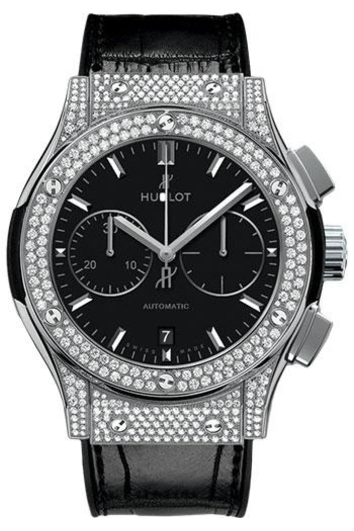 Hublot Classic Fusion Titanium Pavé Chronograph, 45mm Matte black dial, reference 521.NX.1171.LR.1704