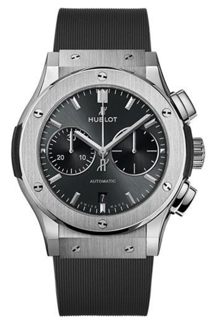 Hublot Classic Fusion Racing Grey Chronograph Titanium 45mm Grey sunray dial Grey lined rubber, reference 521.NX.7071.RX