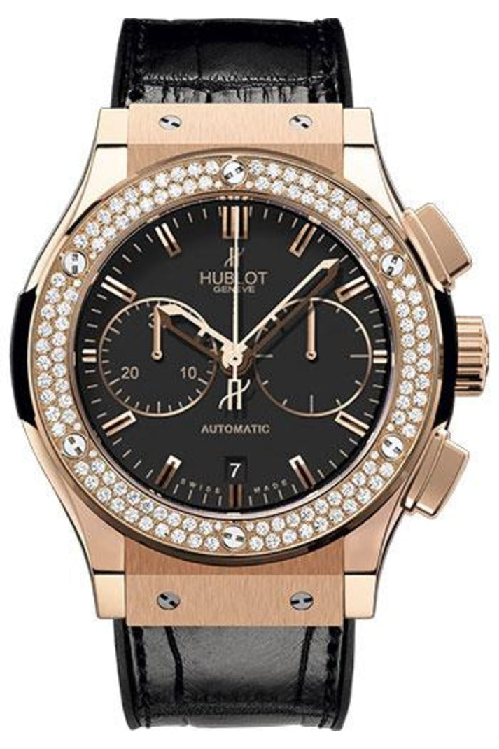 Hublot Classic Fusion King Gold Diamond Chronograph 45mm Matte black dial, reference 521.OX.1180.LR.1104