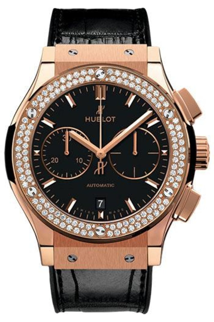 Hublot Classic Fusion King Gold Diamond Chronograph 45mm Matte black dial, reference 521.OX.1181.LR.1104