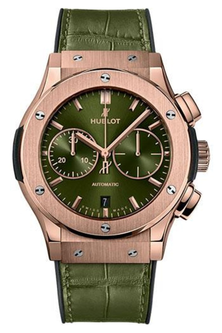 Hublot Classic Fusion King Gold Green Chronograph 45mm Green sunray dial, reference 521.OX.8980.LR