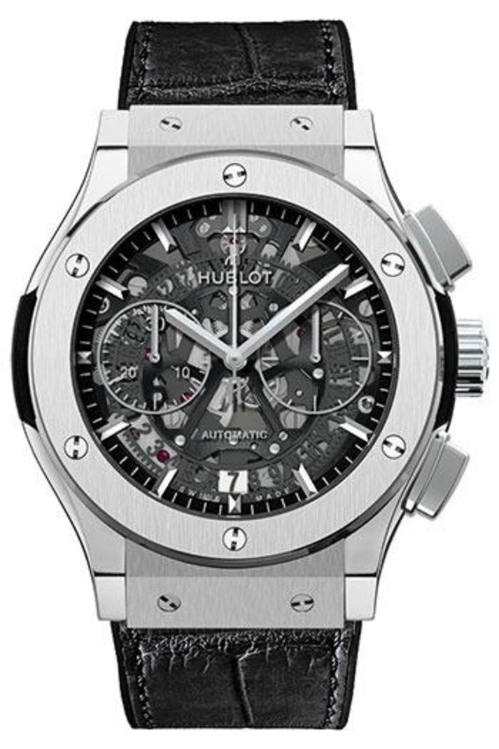 Hublot Classic Fusion Aero Titanium Chronograph 45mm Sapphire skeleton with rhodium counters dial, reference 525.NX.0170.LR