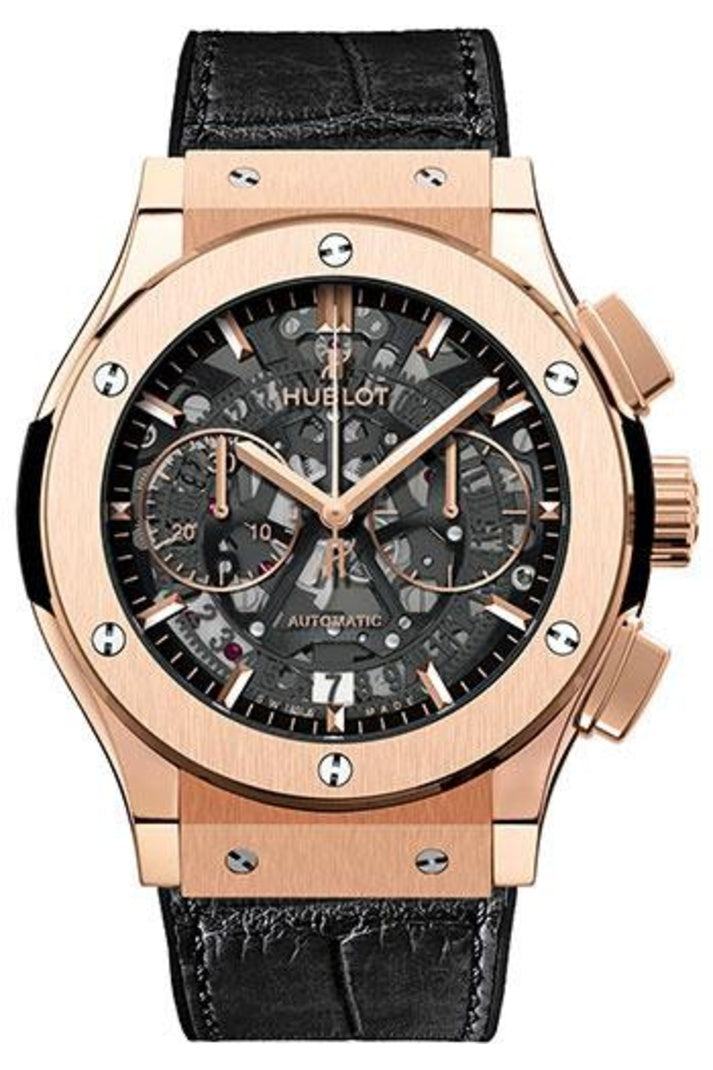 Hublot Classic Fusion Aero King Gold Chronograph 45mm Sapphire skeleton with gold-plated counters dial, reference 525.OX.0180.LR