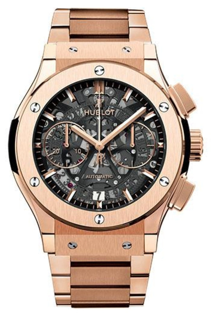 Hublot Classic Fusion Aero King Gold Bracelet Chronograph 45mm Sapphire skeleton with gold-plated counters dial, reference 525.OX.0180.OX