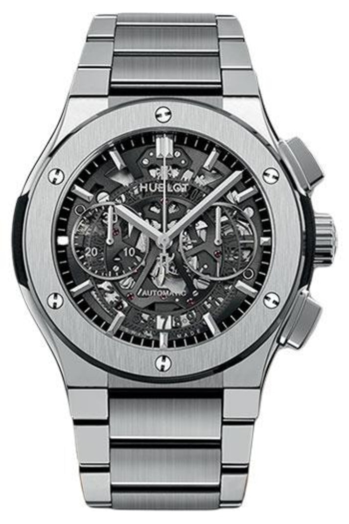 Hublot Classic Fusion Titanium Skeleton Chronograph 45mm Sapphire skeleton dial Satin-finished and polished titanium bracelet reference 528.NX.0170.NX