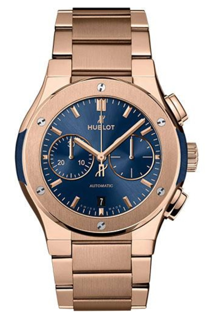 Hublot Classic Fusion King Gold Blue Chronograph Bracelet 42mm Blue sunray dial ref 540.OX.7180.OX