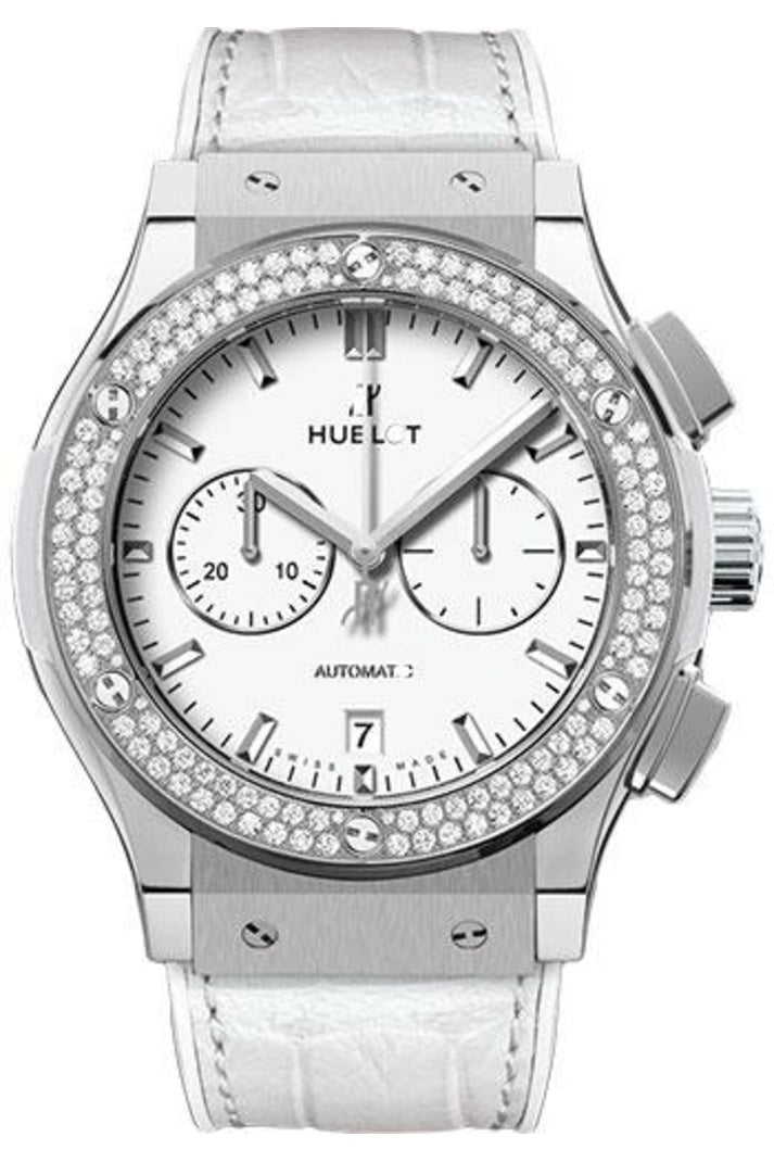 Hublot Classic Fusion Titanium White Diamond Chronograph, 42mm White with rhodium-plated hands dial, reference 541.NE.2010.LR.1104