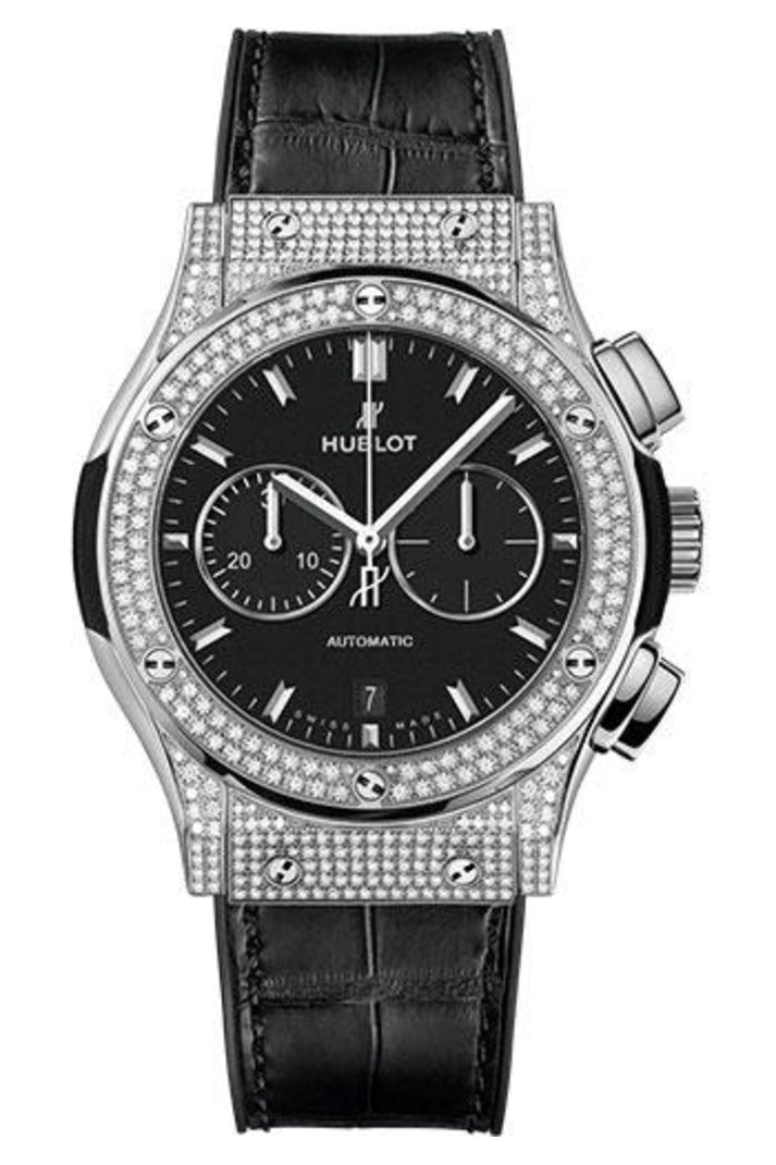 Hublot Classic Fusion Titanium Pavé Chronograph, 42mm Matte black dial, reference 541.NX.1171.LR.1704