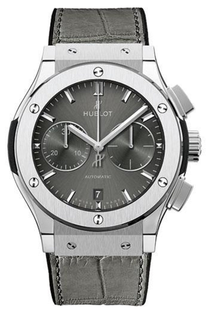 Hublot Classic Fusion Racing Grey Chronograph Titanium 42mm Grey sunray dial Black rubber and alligator leather, reference 541.NX.7070.LR