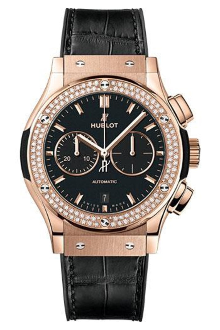 Hublot Classic Fusion King Gold Diamond Chronograph 42mm Matte black dial, reference 541.OX.1181.LR.1104
