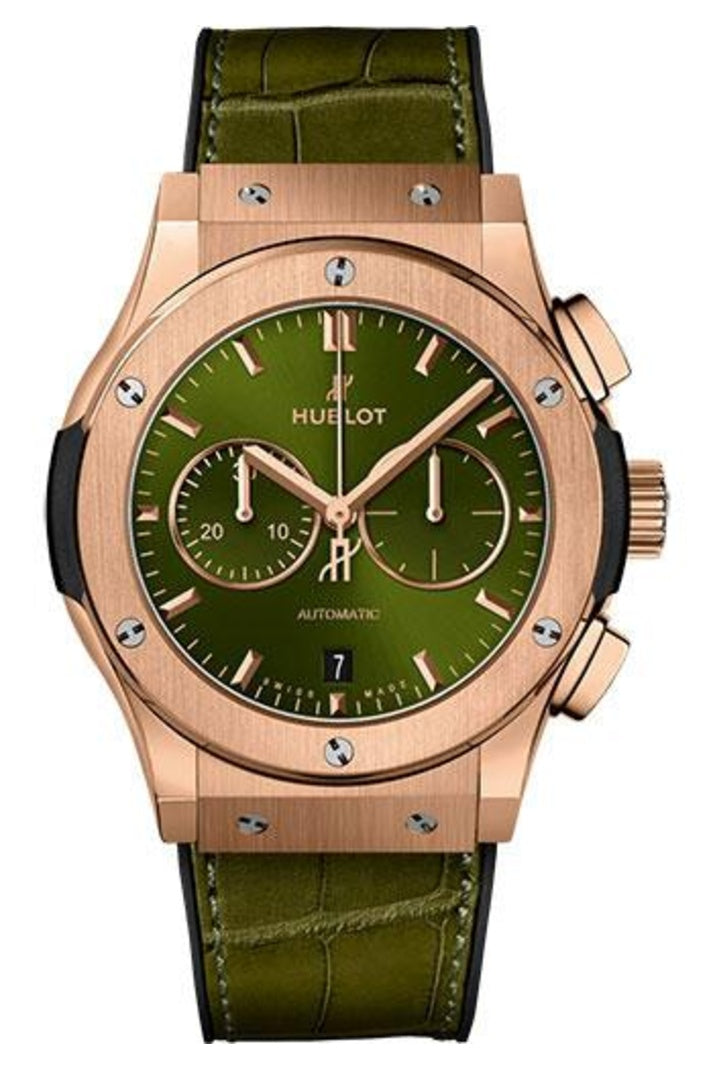 Hublot Classic Fusion King Gold Green Chronograph 42mm Green sunray dial, reference 541.OX.8980.LR