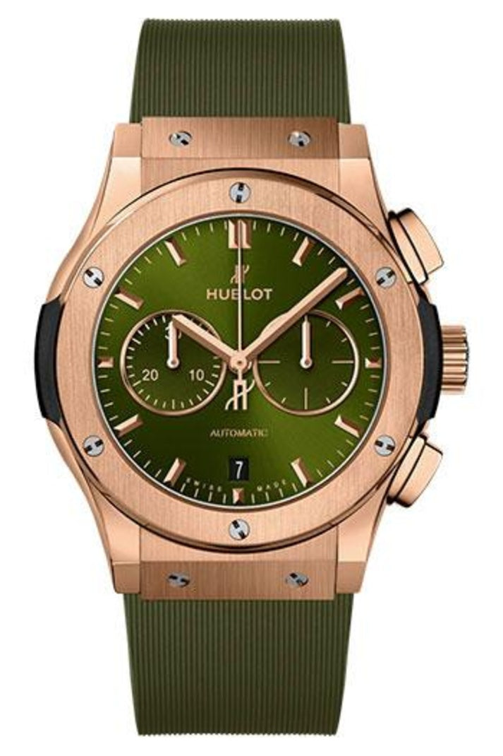 Hublot Classic Fusion King Gold Green Chronograph 42mm Green sunray dial, reference 541.OX.8980.RX