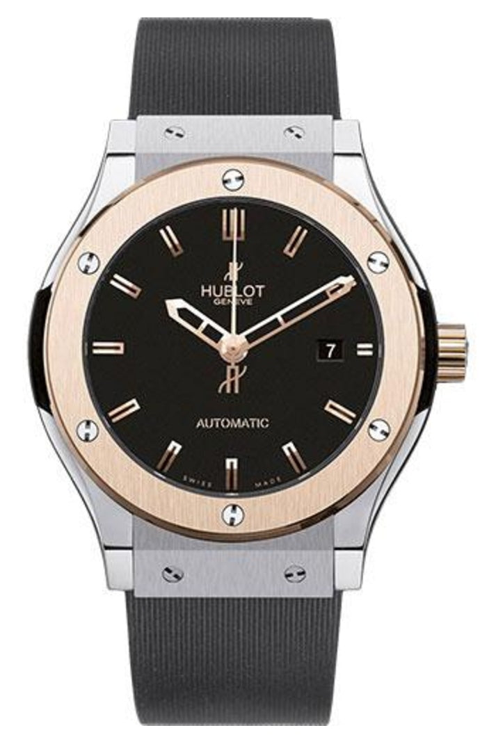 Hublot Classic Fusion Titanium King Gold, 42mm Matte black dial with Black rubber, ref 542.NO.1180.RX