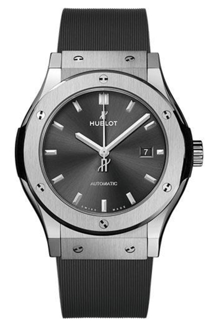 Hublot Classic Fusion Racing Grey Titanium, 42mm Grey sunray dial, Grey lined rubber, ref 542.NX.7071.RX