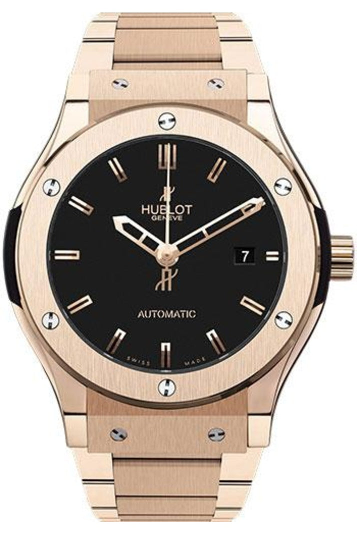 Hublot Classic Fusion King Gold Bracelet 42mm Matte black dial 18K King Gold bracelet reference 542.OX.1180.OX