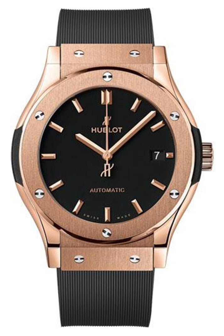 Hublot Classic Fusion King Gold Black Dial 42mm Matte black dial Black lined rubber reference 542.OX.1181.RX