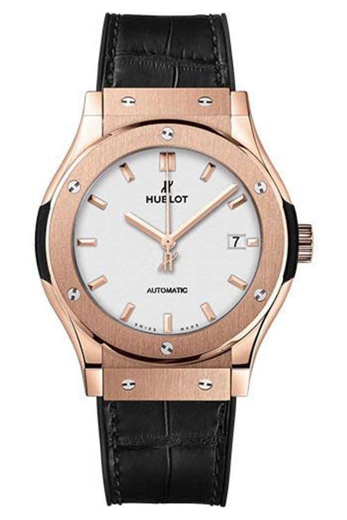 Hublot Classic Fusion King Gold Opaline 42mm Opaline dial Black rubber and alligator leather, reference 542.OX.2611.LR