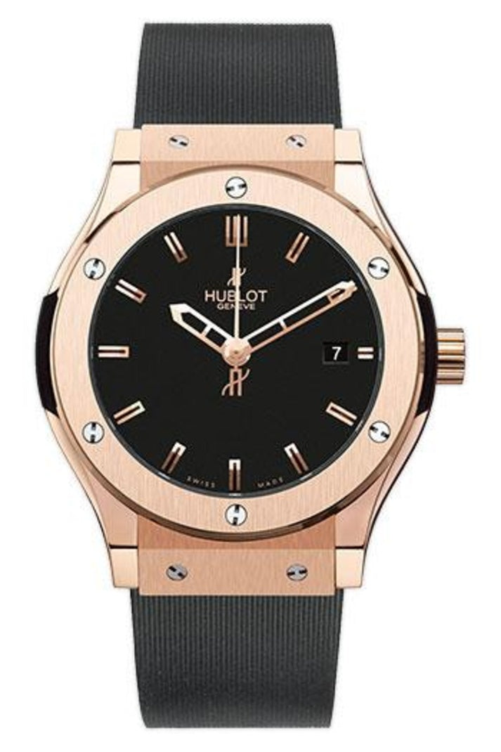 Hublot Classic Fusion Red Gold Black Dial 42mm, Black dial on Black rubber, reference 542.PX.1180.RX
