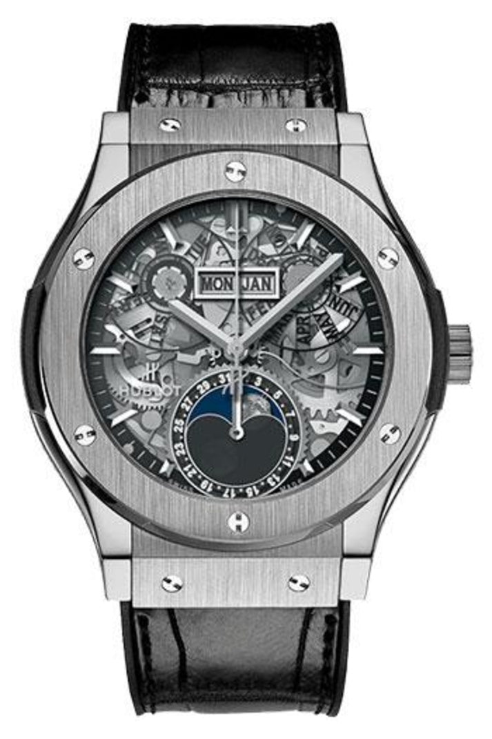 Hublot Classic Fusion Titanium 42mm Sapphire dial on Black alligator leather, reference 547.NX.0170.LR