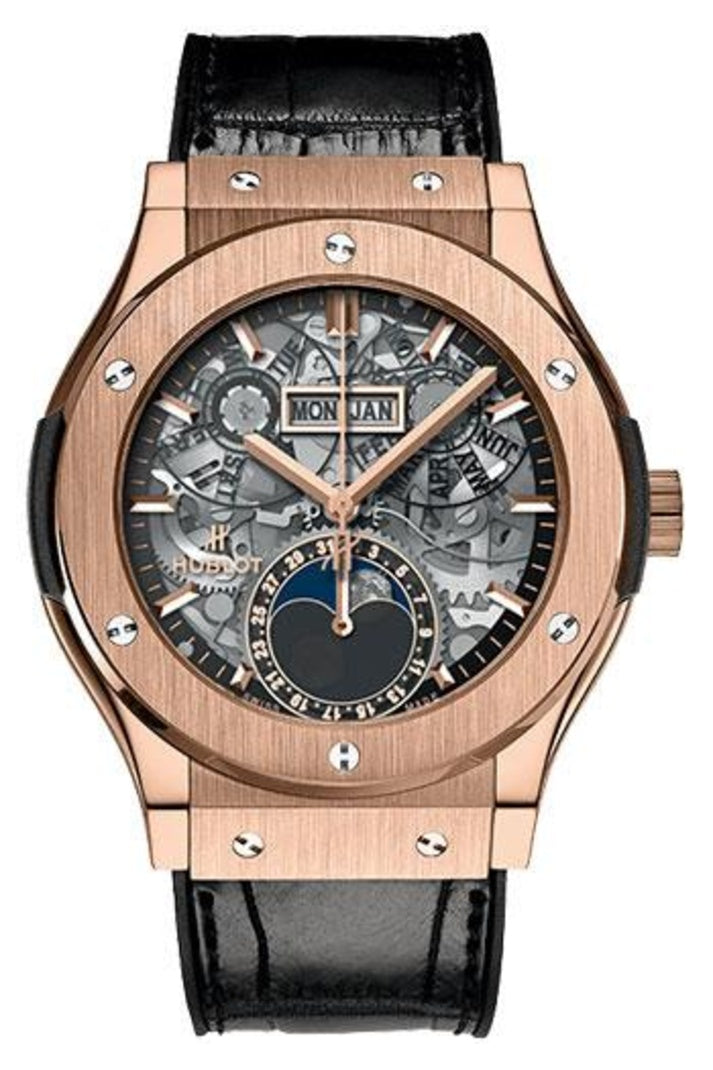 Hublot Classic Fusion King Gold Moonphase 42mm Sapphire dial Black alligator leather, reference 547.OX.0180.LR