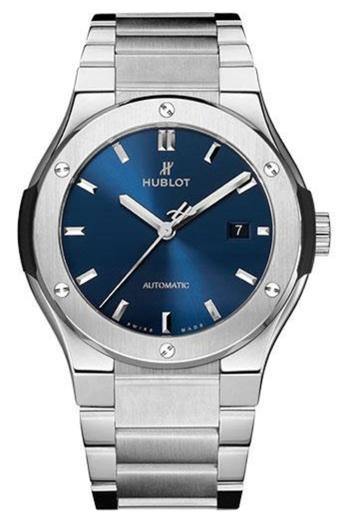 Hublot Classic Fusion Titanium Blue Bracelet 42mm Blue sunray dial ref 548.NX.7170.NX