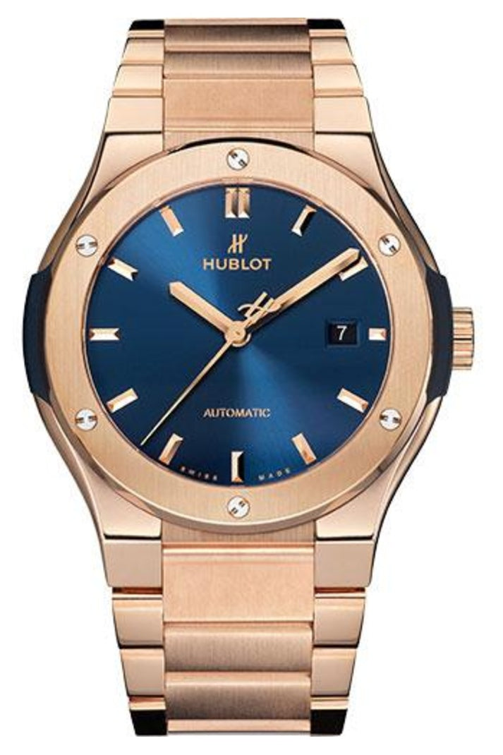 Hublot Classic Fusion King Gold Blue Bracelet 42mm Blue sunray dial ref 548.OX.7180.OX