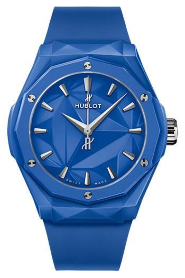 Hublot Classic Fusion Orlinski Blue Ceramic 40mm Faceted blue ceramic dial Blue smooth rubber, reference 550.ES.5100.RX.ORL21