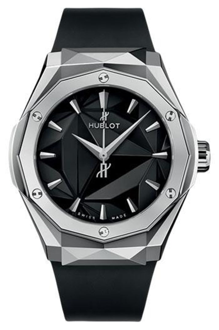 Hublot Classic Fusion Orlinski Titanium Black 40mm Faceted black dial, Black smooth rubber, reference 550.NS.1800.RX.ORL19