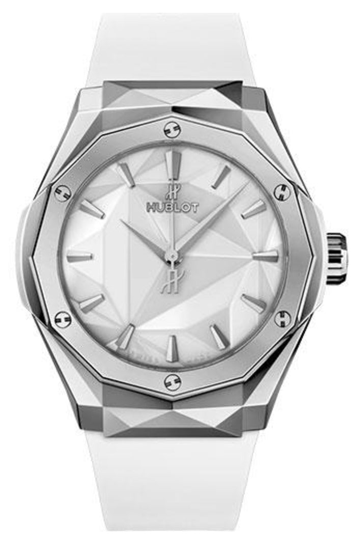 Hublot Classic Fusion Orlinski Titanium White 40mm Faceted white dial, White smooth rubber, reference 550.NS.2200.RW.ORL20