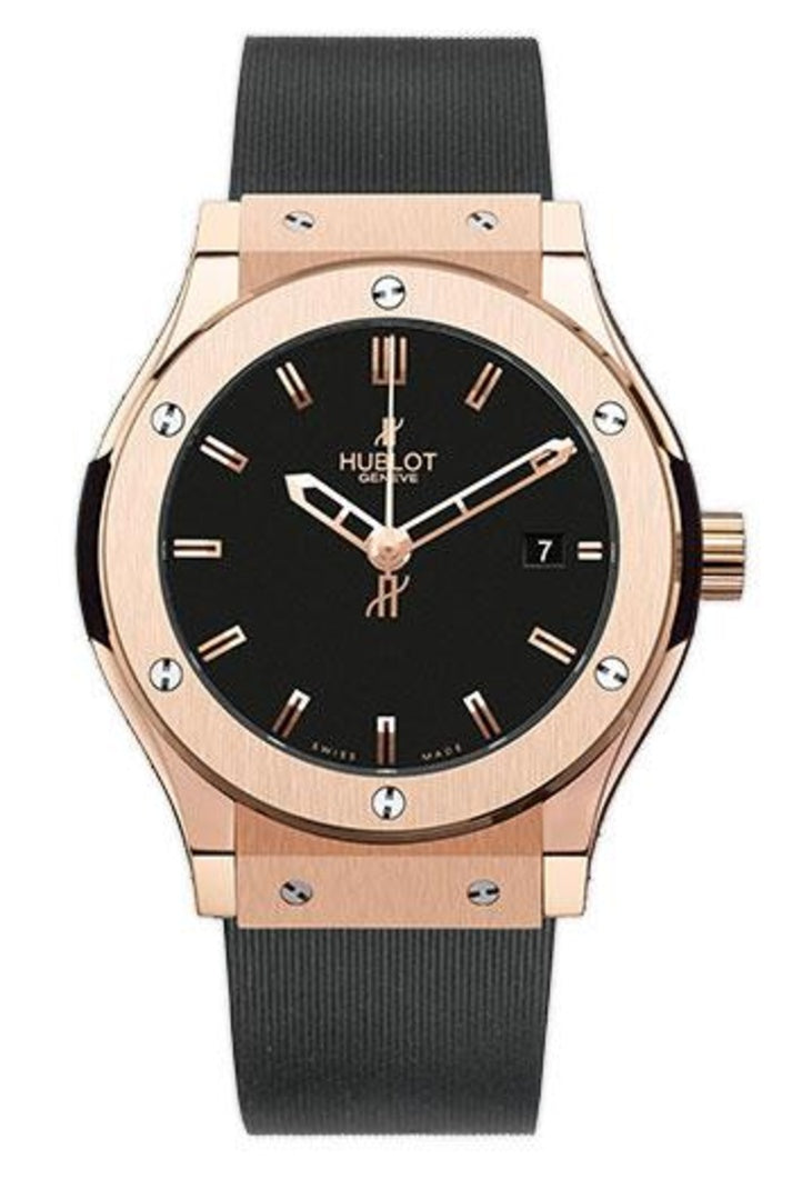 Hublot Classic Fusion Red Gold Black Dial 38mm, Black dial on Black rubber, reference 561.PX.1180.RX