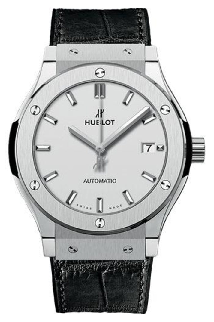 Hublot Classic Fusion Titanium Opaline 38mm, Opaline dial, Black rubber and alligator leather, reference 565.NX.2611.LR