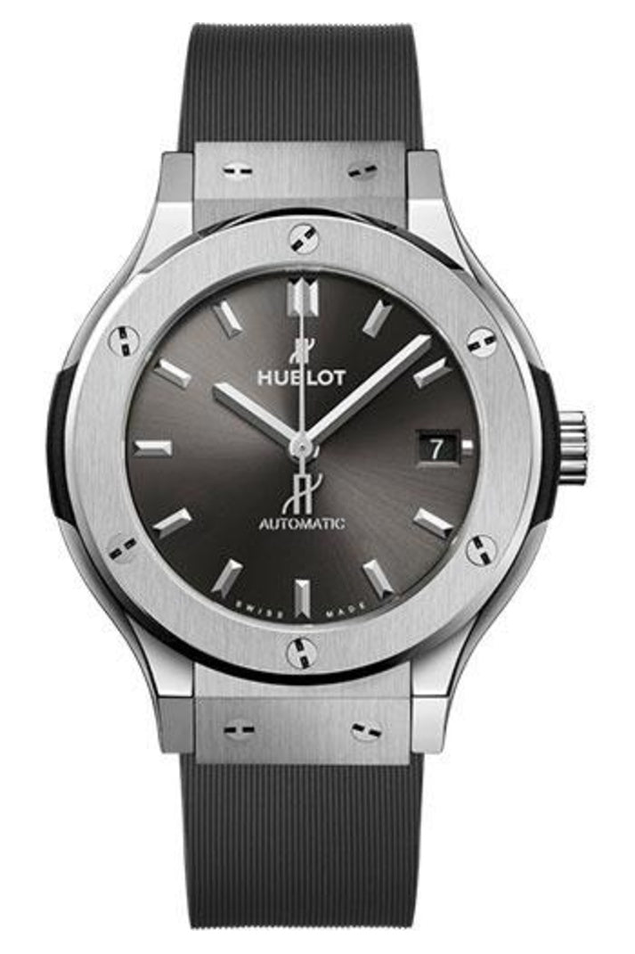 Hublot Classic Fusion Racing Grey Titanium, 38mm Grey sunray dial, Grey lined rubber, ref 565.NX.7071.RX