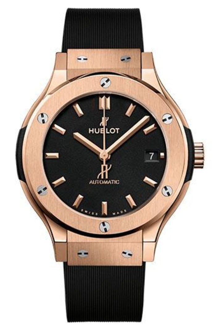 Hublot Classic Fusion King Gold Black Dial 38mm Matte black dial Black lined rubber reference 565.OX.1181.RX