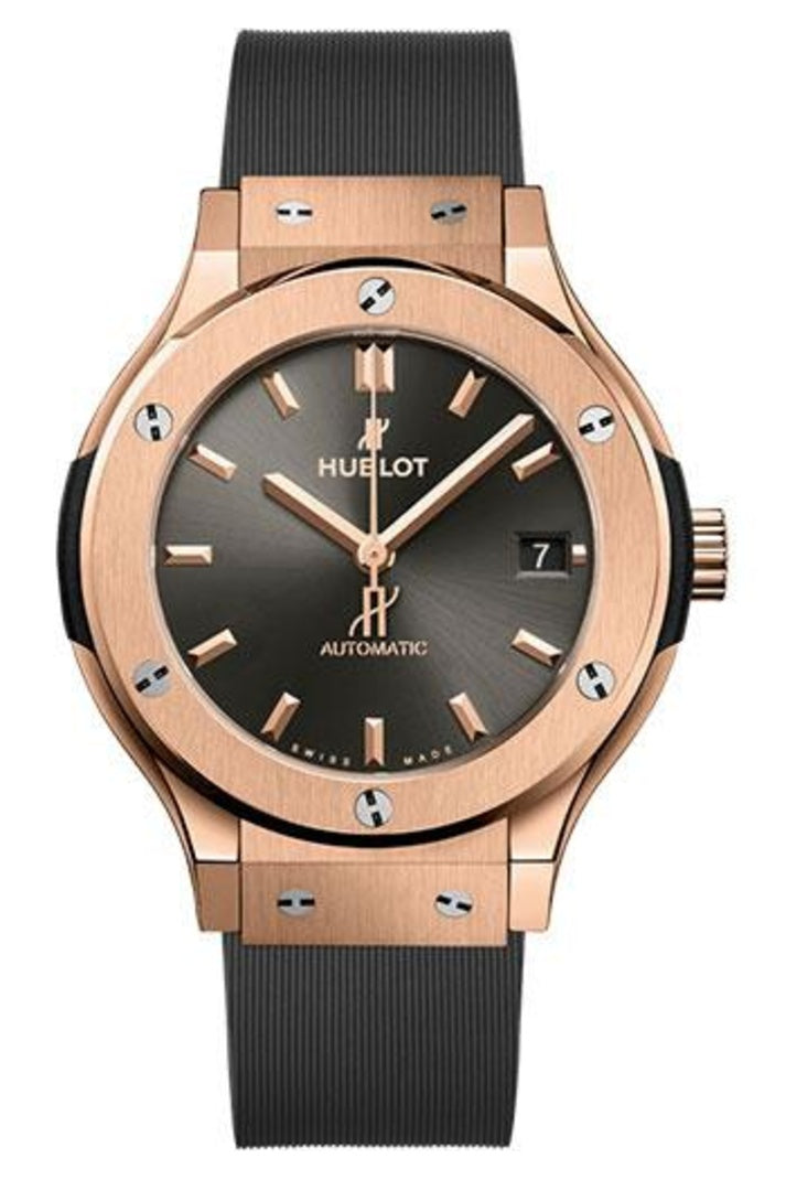 Hublot Classic Fusion Racing Grey King Gold 38mm Grey sunray dial Grey lined rubber, reference 565.OX.7081.RX