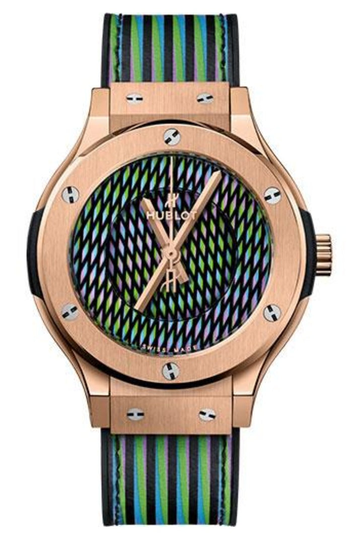 Hublot Classic Fusion Cruz-Diez King Gold 38mm Cruz-Diez printed two-level dial dial, reference 565.OX.8900.VR.CZD19