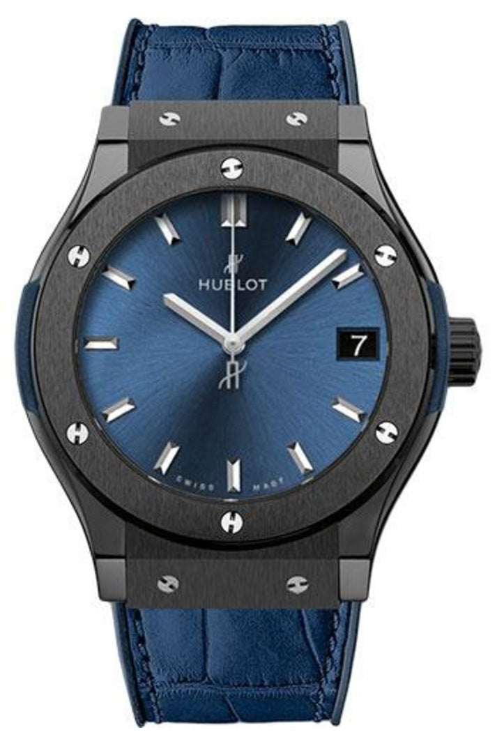 Hublot Classic Fusion Ceramic Blue 33mm Blue sunray dial, reference 581.CM.7170.LR