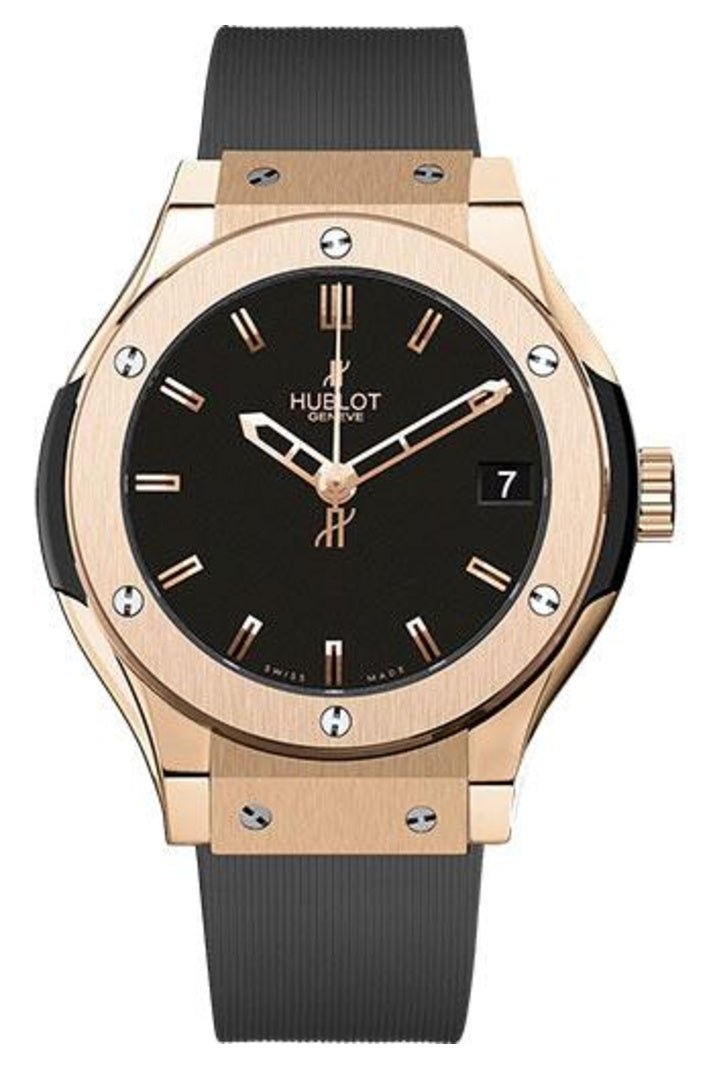 Hublot Classic Fusion King Gold Black Dial 33mm Matte black dial Black rubber reference 581.OX.1180.RX