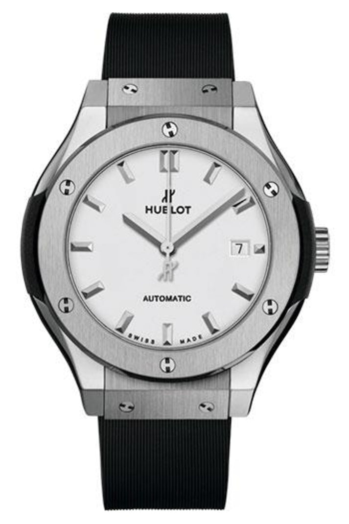Hublot Classic Fusion Titanium Opaline 33mm Opaline dial Black rubber and alligator leather reference 582.NX.2610.RX