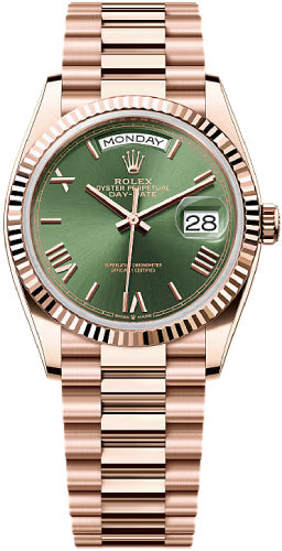 Pre-owned Rolex Day-Date 36mm Olive 36 mm — ES-128235-OlGrn