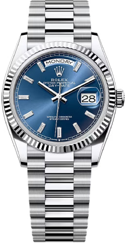 Pre-owned Rolex Day-Date 36 36mm 36 mm — 128236-Brblu