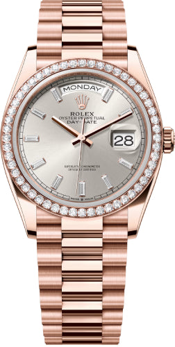 Pre-owned Rolex Day-Date 36 36mm 36 mm — 128345RBR-Silv