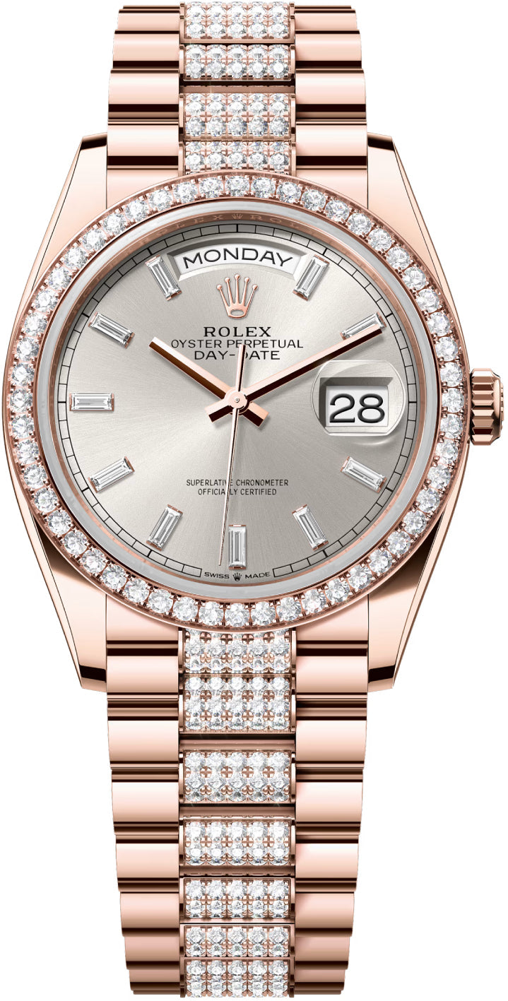 Pre-owned Rolex Day-Date 36 36mm 36 mm — 128345RBR-Silvdb