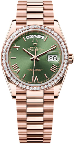 Pre-owned Rolex Day-Date 36mm Olive 36 mm — ES-128345RBR-`OlGrn