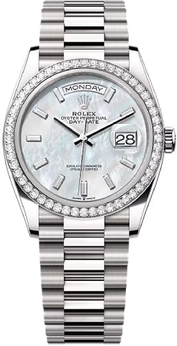 Pre-owned Rolex Day-Date 36 36mm 36 mm — 128349RBR-Whtmopbd