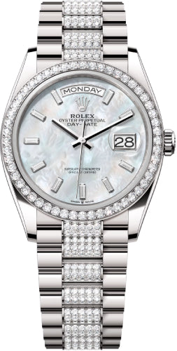 Pre-owned Rolex Day-Date 36 36mm 36 mm — 128349RBR-Whtmopdb