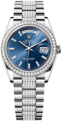 Pre-owned Rolex Day-Date 36 36mm 36 mm — 128349RBR-Brtblu