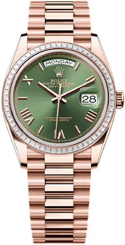 Pre-owned Rolex Day-Date 36mm Olive 36 mm — ES-128395TBR-OlGrn